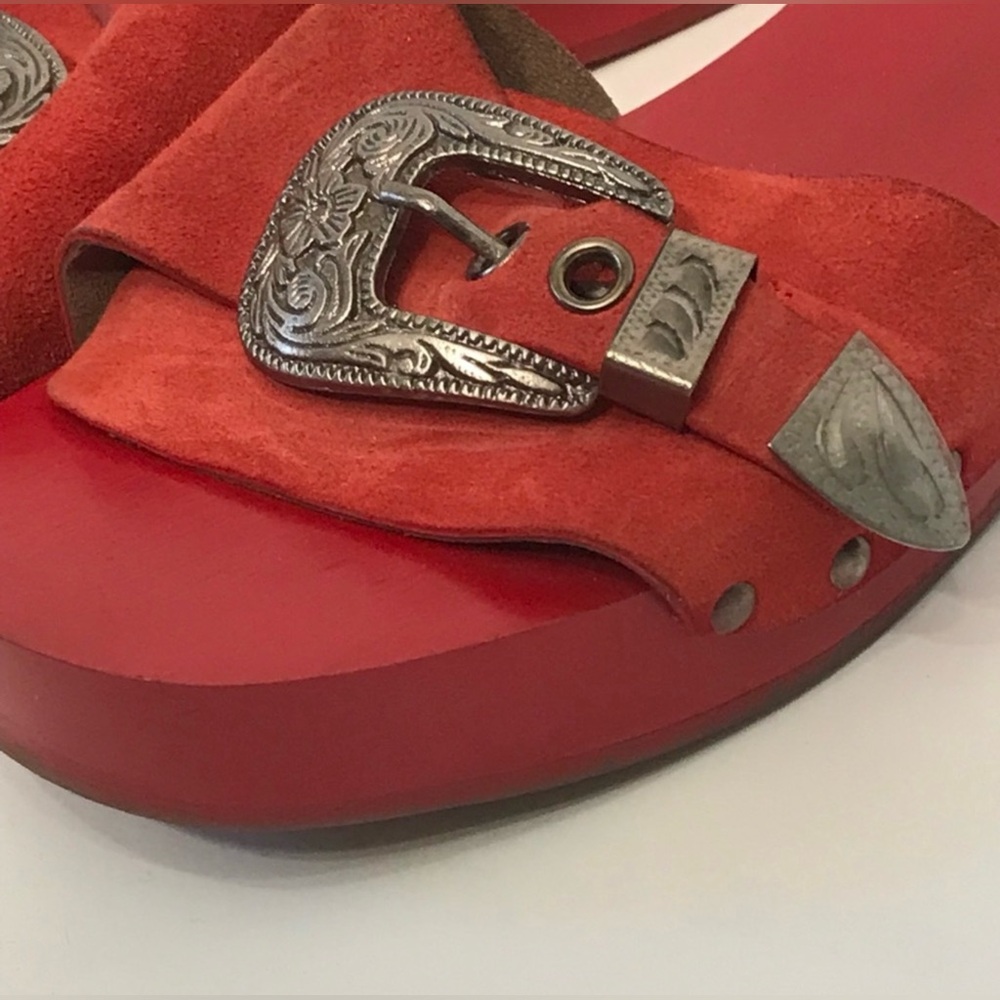 Free people Red Wood Westtown Slides Clogs  39 - Picture 3 of 12